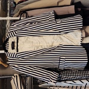 SOLD zara blazer striped white and blue/black